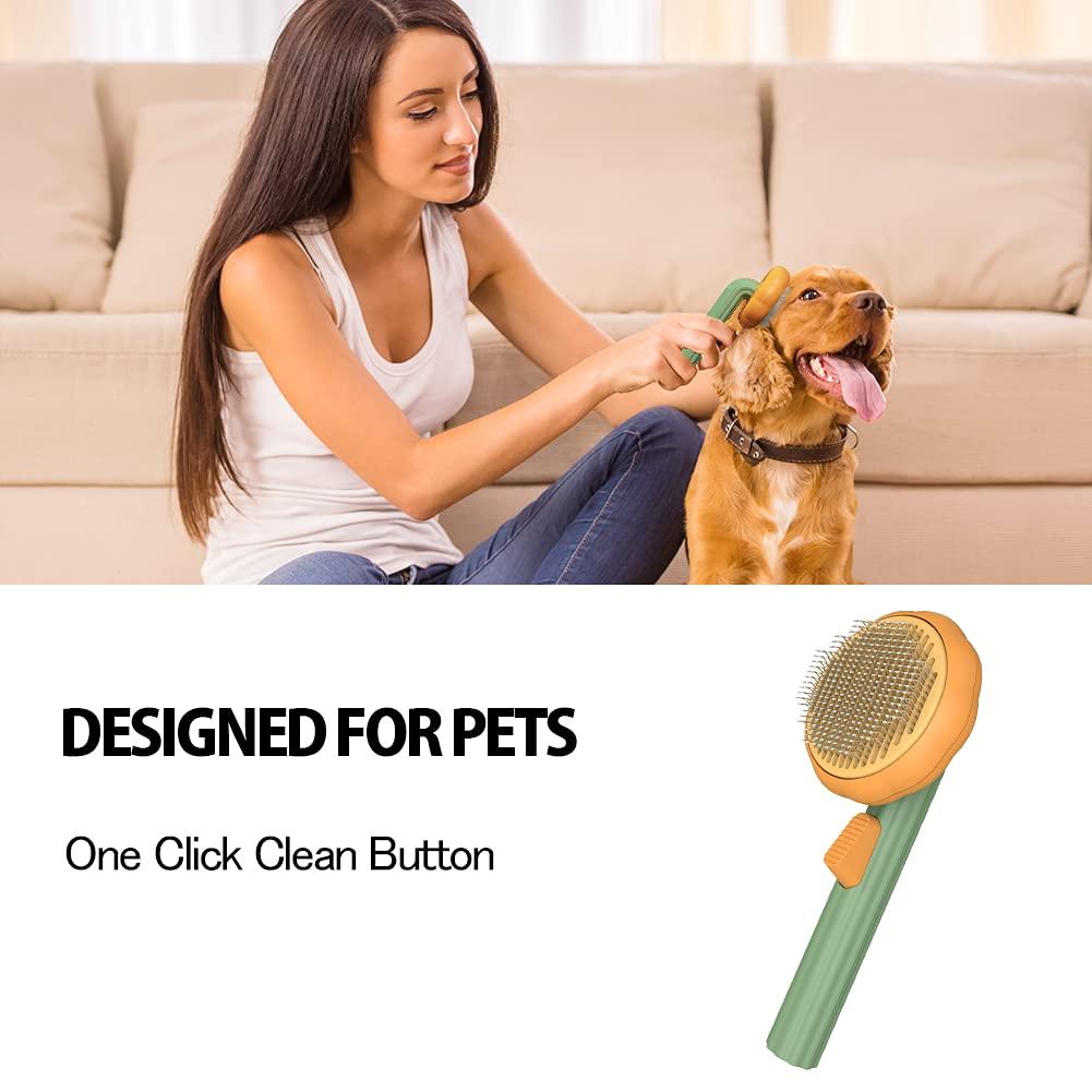 Pet Pumpkin Brush, Pet Grooming Self Cleaning Slicker Brush For Dogs Cats Puppy Rabbit, Cat Brush Grooming Gently Removes Loose Undercoat, Mats Tangled Hair Slicker Brush - Miami beauty1