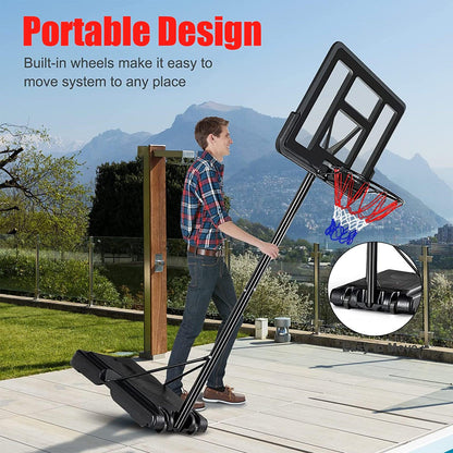 Portable Basketball Hoop Outdoor 4.25FT-10FT Height Adjustable Basketball Goal Shatterproof Backboard - Miami beauty1