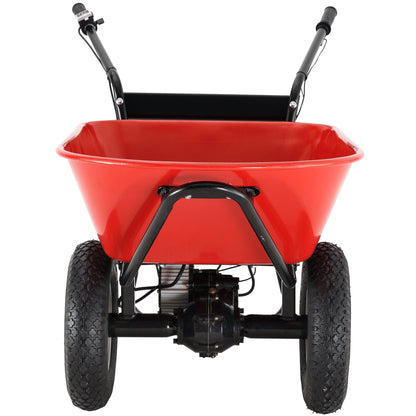 Red Rock Wheelbarrow Utility Cart Electric Powered AGM Battery 330lbs (150kgs) Max Capacity Barrel Dump Material Debris Hauler - Miami beauty1