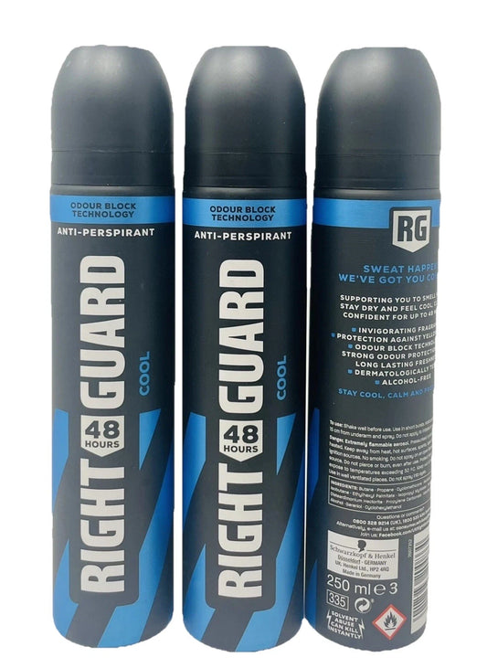 RIGHT GURAD SPRAY COOL ANTI-PERSPIRANT 250 ml {3 Pack}