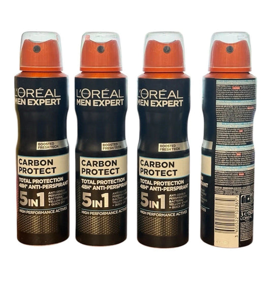 L'Oreal Men Expert Carbon Protect 5 In 1 Antiperspirant 4 Packs/ 150 ML Each✅