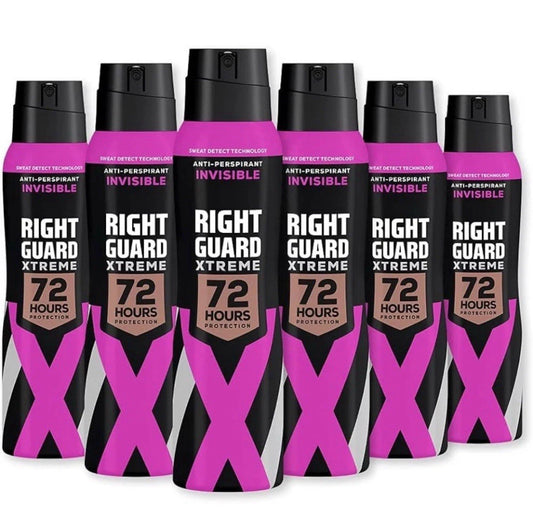 Right Guard Extreme Deodorant Invisible 72H Anti-Perspirant Spray 6Pack 150M✅