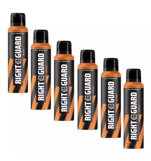 Right Guard Sport Deodorant 48H Anti-Perspirant Spray 6Pack 150M✅