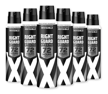 Right Guard Mens Deodorant Fresh Invisible 72H Anti-Perspirant Spray 6Pack 150M