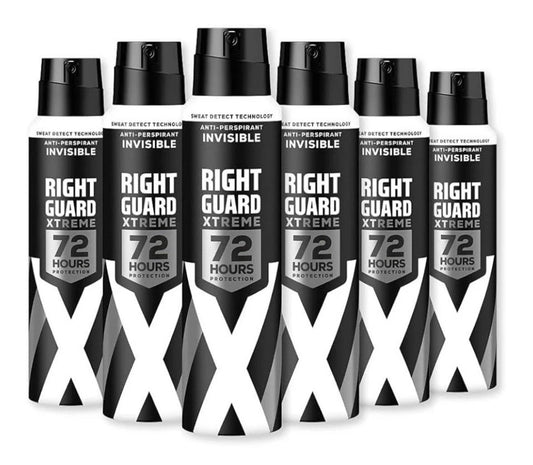Right Guard Mens Deodorant Fresh Invisible 72H Anti-Perspirant Spray 6Pack 150M