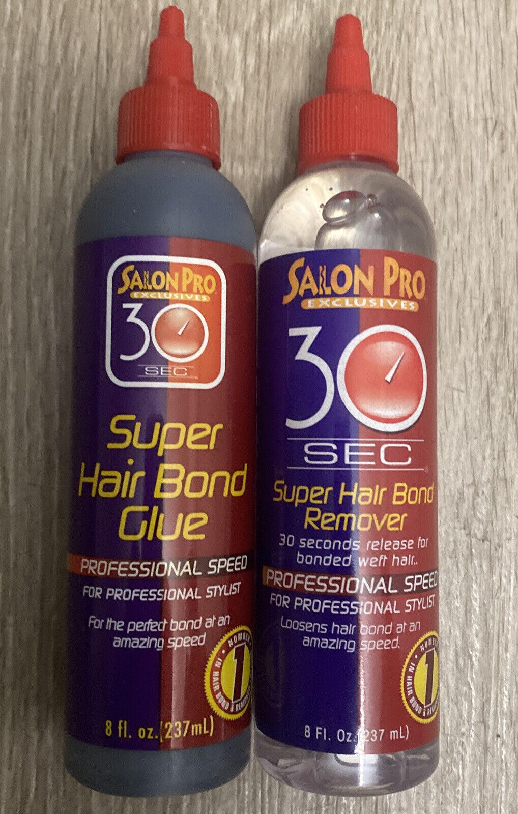 (2)NUMBER 1 - SALON PRO 30 SEC. SUPER HAIR BOND GLUE&Remover Pro 8OZ (237ml) - Miami beauty1