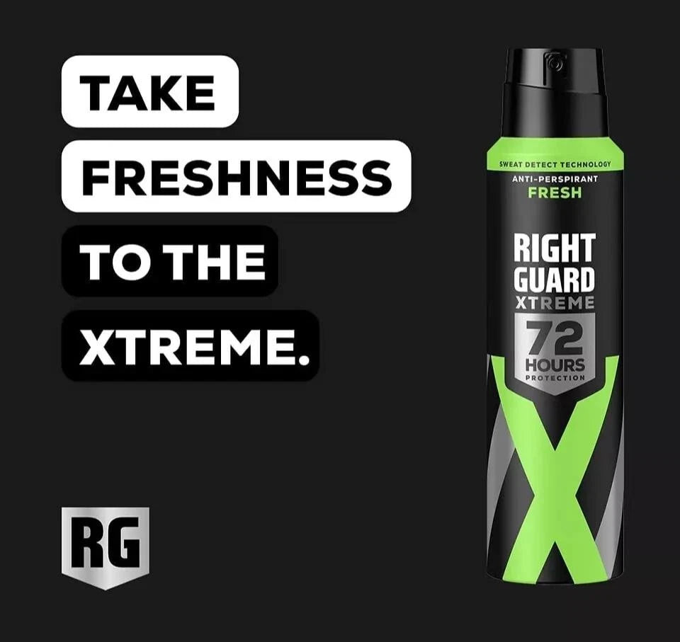 Right Guard Mens Deodorant Fresh Invisible 72H Anti-Perspirant Spray 6Pack 150M
