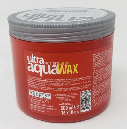 Morfose Ultra Aqua Hair Wax Locks & Twists Braids Wave 16,9 Oz (Red)