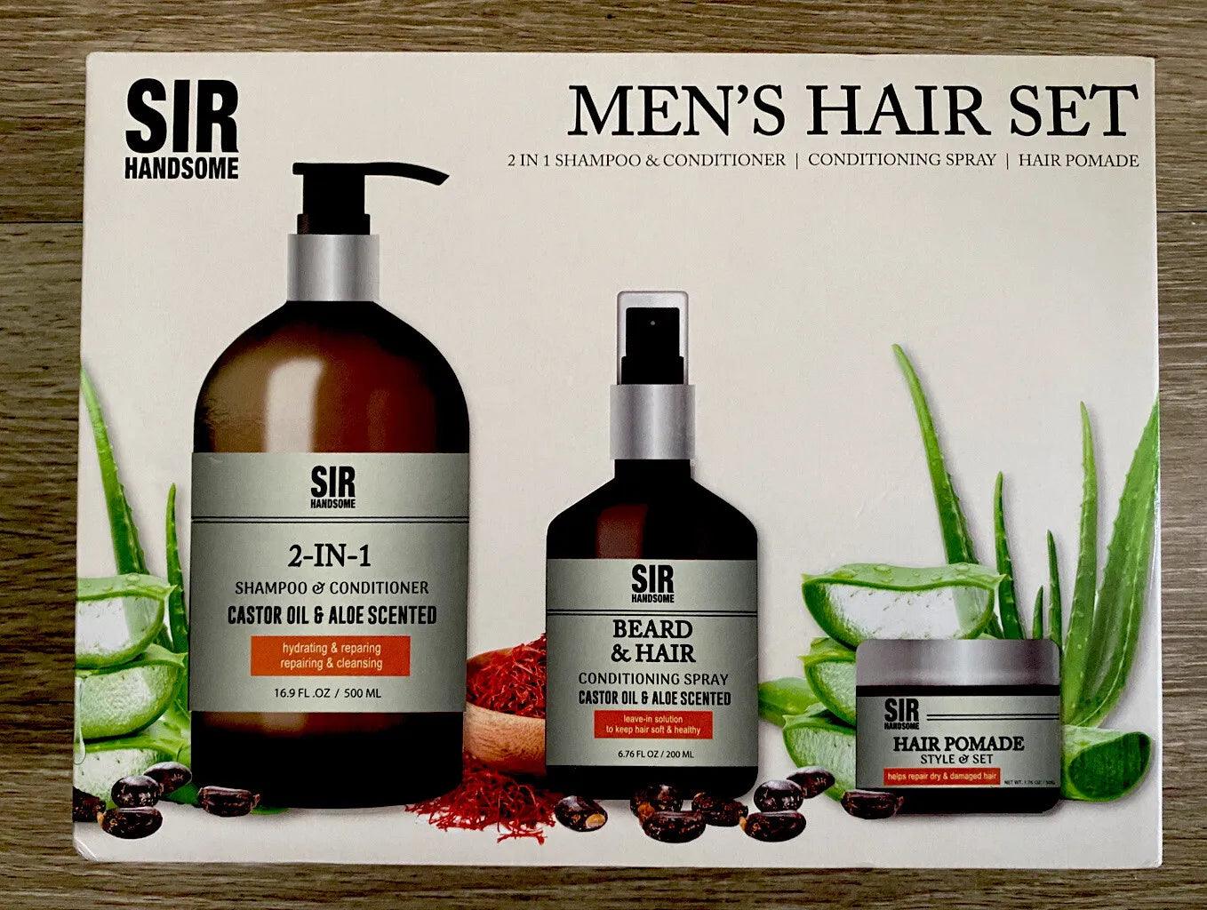 SIR HANDSOME Hair Set 2in1 Shampoo&conditioner&spray&hair Pomade Castor Oil&aloe - Miami beauty1