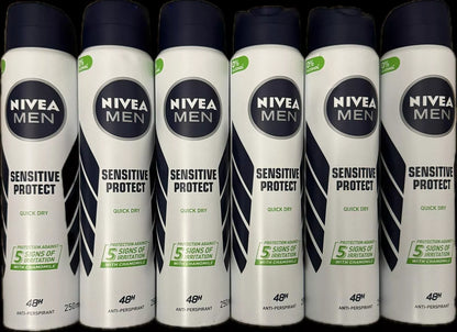 NIVEA Men Sensitive Protect Quick Dry 48h 250ml ( 6 Bottles)