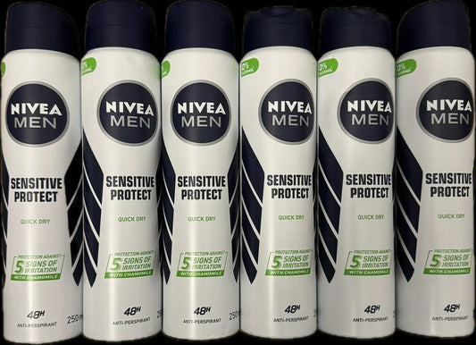 NIVEA Men Sensitive Protect Quick Dry 48h 250ml ( 6 Bottles)