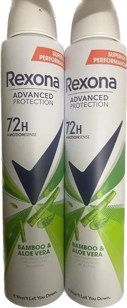 REXONA ADVANCED PROTECTION 72H 0% ALCOHOL BAMBOO & Aloe ANTI-TRANSPAREN 2 bottlesT 200ml - Miami beauty1