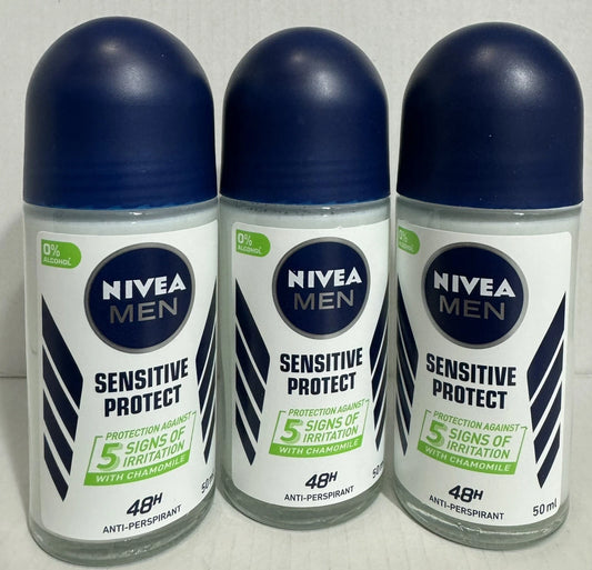 Nivea Men Sensitive Protect Original Roll-on Deodorant 48H 3 Bottles 50 Ml✅