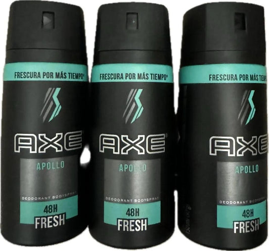 Axe Apollo 3 Pack Men Deodorant Body Spray Fresh 1 oz 48h Protection Fresh ✅ - Miami beauty1