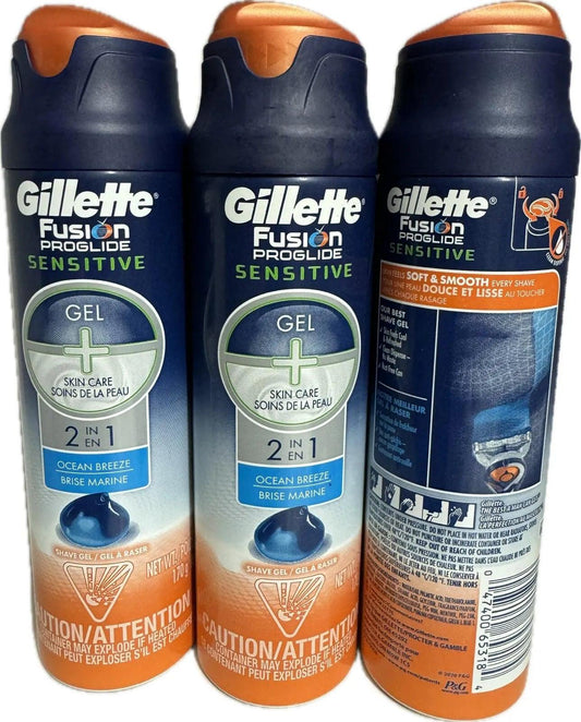 Gillette Fusion ProGlide Sensitive 2 in 1 Shave Gel Active sport 6oz (3Pack)✅ - Miami beauty1