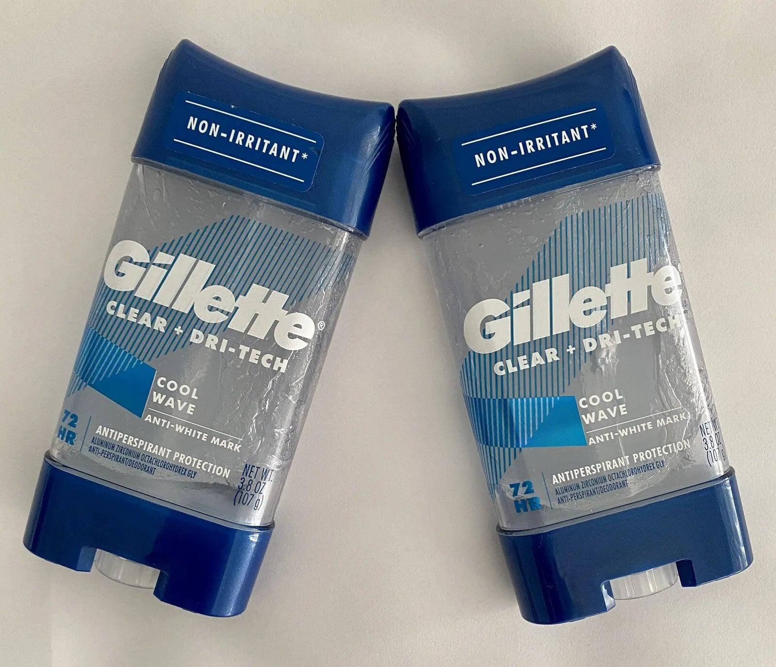 🌊Gillette Antiperspirant Deodorant for Men, Cool Wave72HR 2 Pack Clear+Dry+Teck - Miami beauty1