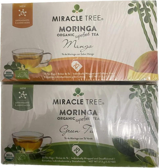 Organic Moringa Tea, Mango Miracle Tree &Green Tea Super Food 👌 2 mix - Miami beauty1