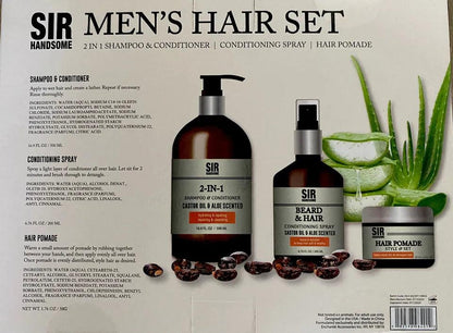 SIR HANDSOME Hair Set 2in1 Shampoo&conditioner&spray&hair Pomade Castor Oil&aloe - Miami beauty1