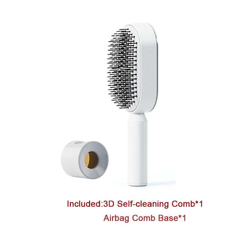 Self Cleaning Hair Brush For Women One-key Cleaning Hair Loss Airbag Massage Scalp Comb Anti-Static Hairbrush - Miami beauty1