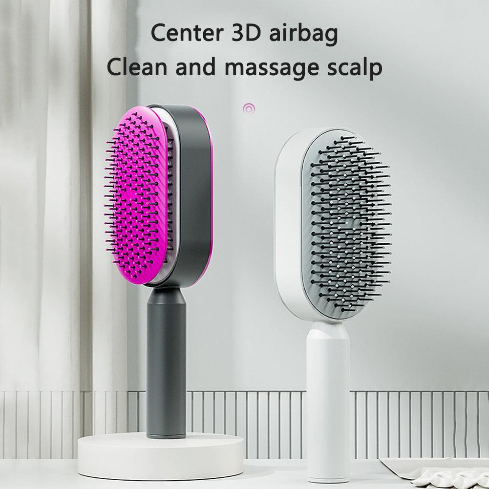 Self Cleaning Hair Brush For Women One-key Cleaning Hair Loss Airbag Massage Scalp Comb Anti-Static Hairbrush - Miami beauty1