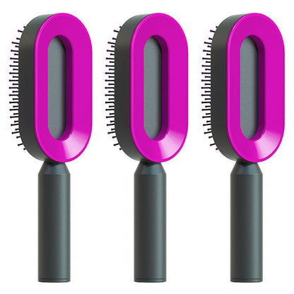 Self Cleaning Hair Brush For Women One-key Cleaning Hair Loss Airbag Massage Scalp Comb Anti-Static Hairbrush - Miami beauty1