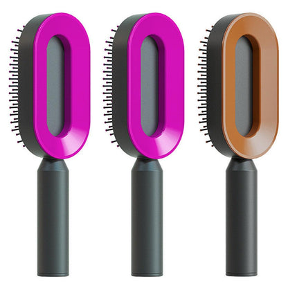 Self Cleaning Hair Brush For Women One-key Cleaning Hair Loss Airbag Massage Scalp Comb Anti-Static Hairbrush - Miami beauty1