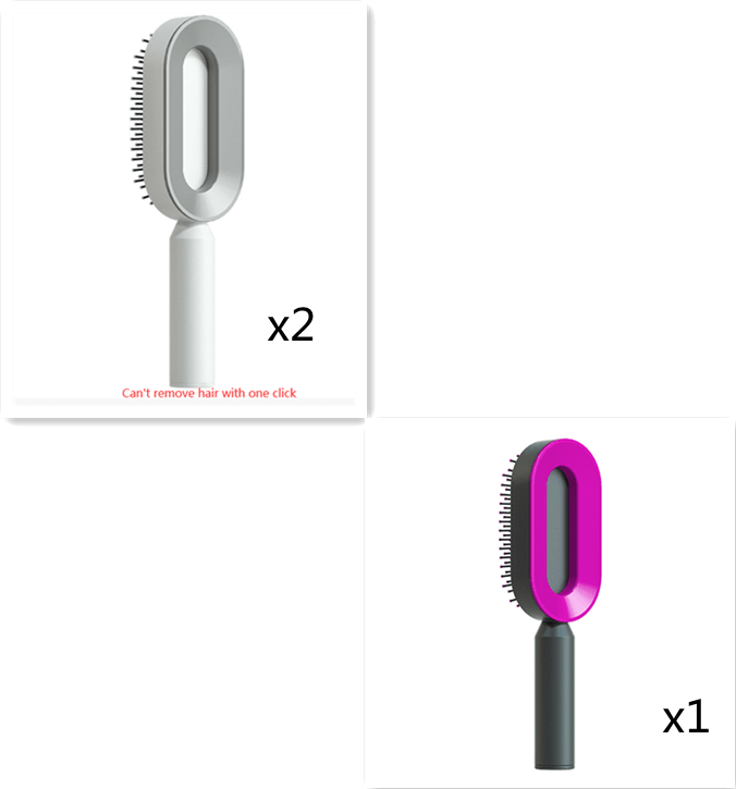 Self Cleaning Hair Brush For Women One-key Cleaning Hair Loss Airbag Massage Scalp Comb Anti-Static Hairbrush - Miami beauty1