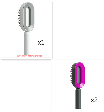 Self Cleaning Hair Brush For Women One-key Cleaning Hair Loss Airbag Massage Scalp Comb Anti-Static Hairbrush - Miami beauty1