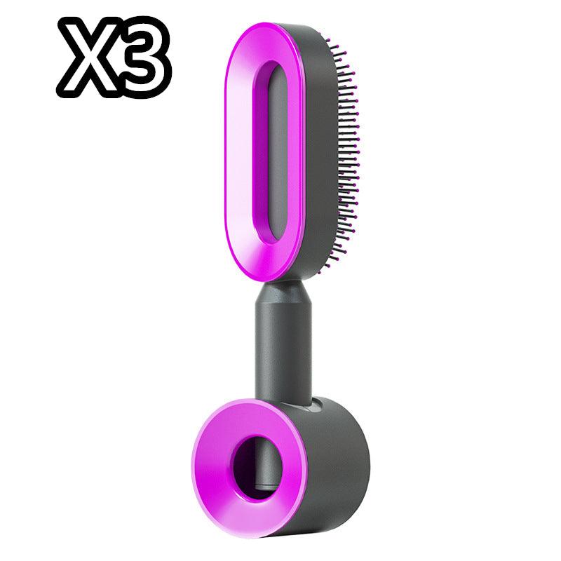 Self Cleaning Hair Brush For Women One-key Cleaning Hair Loss Airbag Massage Scalp Comb Anti-Static Hairbrush - Miami beauty1