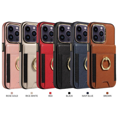 Suitable for iPhone 15Pro back cover phone case Apple 14 wallet iPhone 13 new ring protection leather case - Miami beauty1