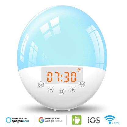 wifi voice control smart wake-up light alarm clock sunrise natural wake-up light - Miami beauty1