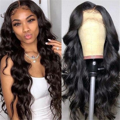 Wig for women European and American medium-parted long curly hair African black large wave chemical fiber full headgear wig - Miami beauty1