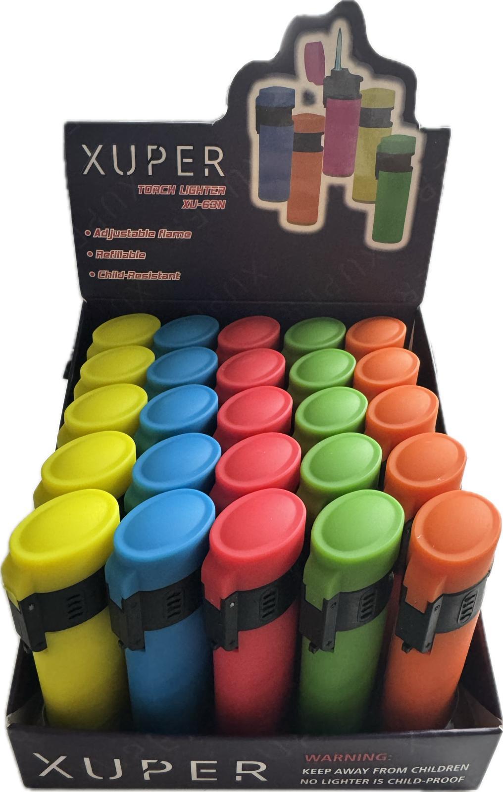 Xuper Torch Lighters Adjustable Flame Xu-63N Refillable Child Resistant 25ct🔥 - Miami beauty1