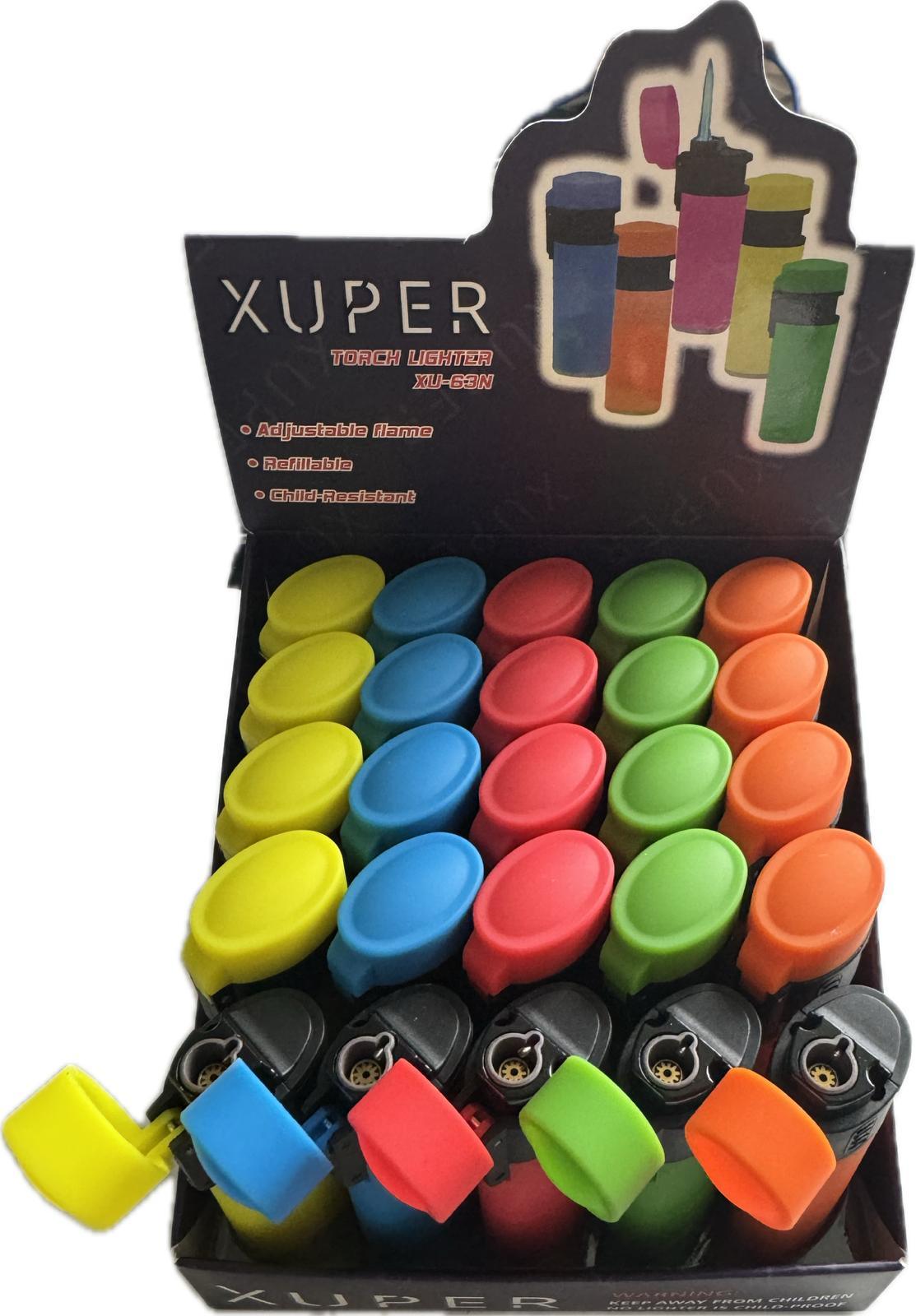 Xuper Torch Lighters Adjustable Flame Xu-63N Refillable Child Resistant 25ct🔥 - Miami beauty1