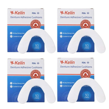 Y-Kelin Lower Denture Adhesive Cushion 60 Pads Strip (Pack of 2) - Miami beauty1