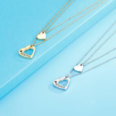 Stainless Steel Cutout Heart Double-Layered Necklace - Miami beauty1