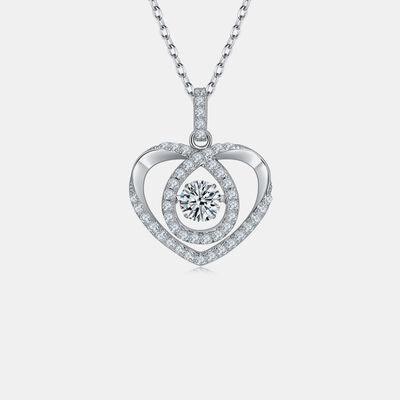 Moissanite 925 Sterling Silver Heart Shape Necklace - Miami beauty1