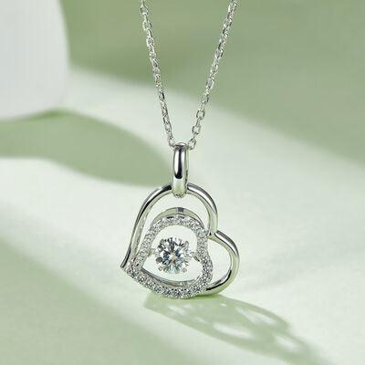 Moissanite 925 Sterling Silver Heart Necklace - Miami beauty1