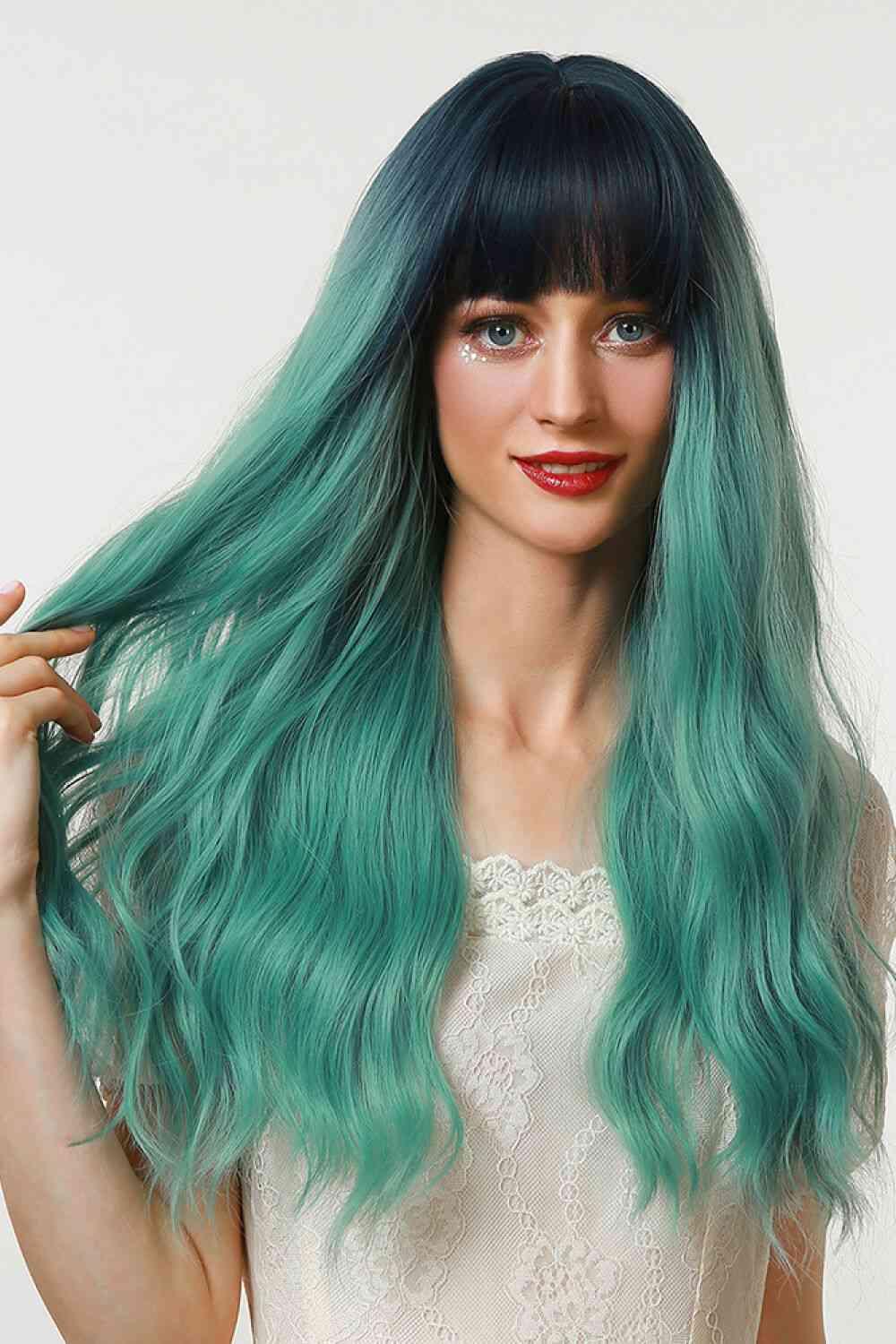 13*1" Full-Machine Wigs Synthetic Long Wave 26" in Seafoam Ombre - Miami beauty1