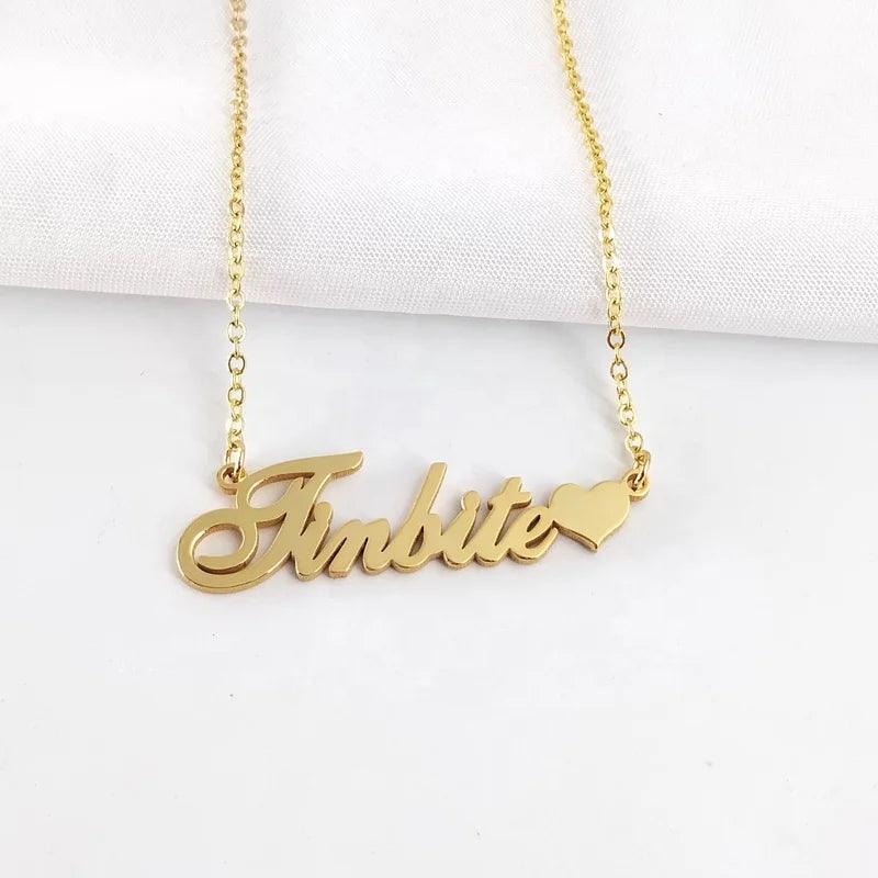 18k Gold Plated Name Necklace Personalized Custom Stainless steel Initial Name Letter Choker for Men Women Jewelry Necklaces - Miami beauty1