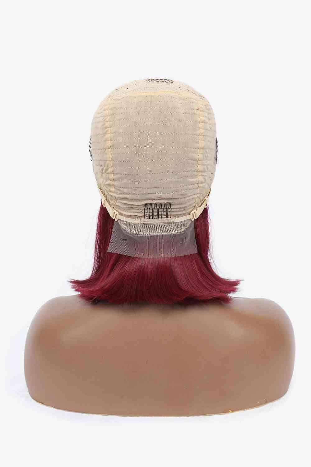 12" 155g #99J Lace Front Wigs Human Hair 150% Density - Miami beauty1