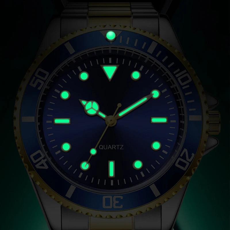 2024 Hot Selling Luxury Stainless Steel Band Analog Luminous Waterproof Quartz Wrist Watch For Men - Miami beauty1