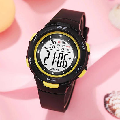 3ATM Waterproof Digital Watch for Sport People Teenager Students 40mm Dial ABS Case with Light Day/Date Feature - Miami beauty1