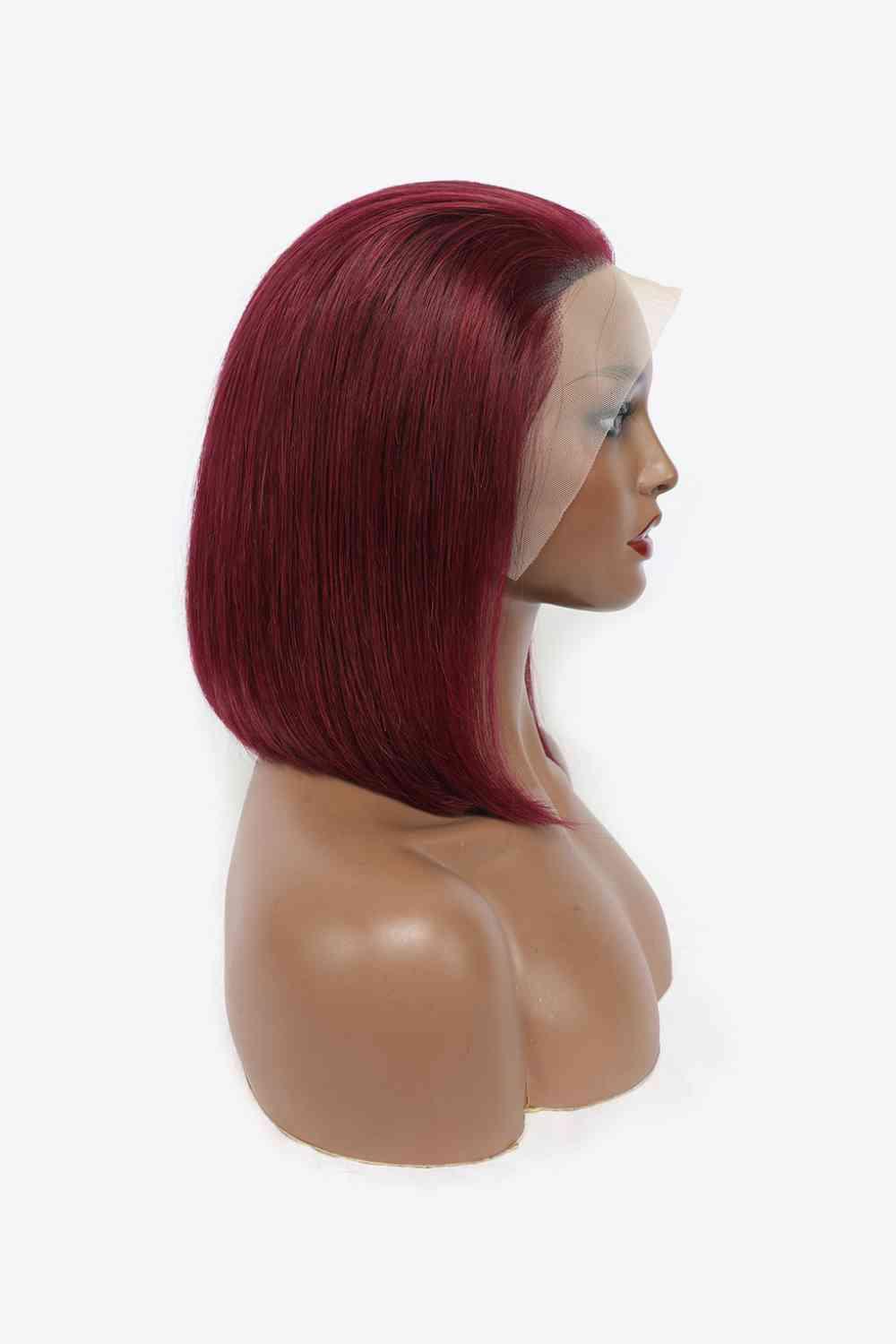 12" 155g #99J Lace Front Wigs Human Hair 150% Density - Miami beauty1