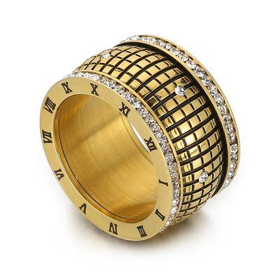 Inlaid Rhinestone Stainless Steel Ring - Miami beauty1