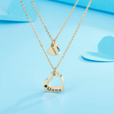 Stainless Steel Cutout Heart Double-Layered Necklace - Miami beauty1