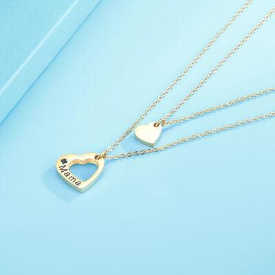 Stainless Steel Cutout Heart Double-Layered Necklace - Miami beauty1