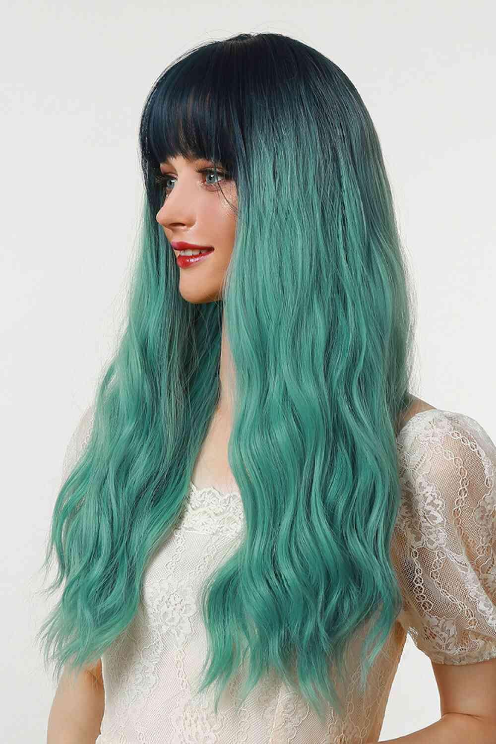 13*1" Full-Machine Wigs Synthetic Long Wave 26" in Seafoam Ombre - Miami beauty1