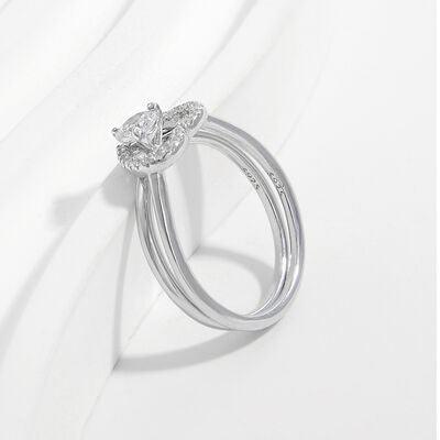 2 Piece Heart Shape Zircon 925 Sterling Silver Ring - Miami beauty1