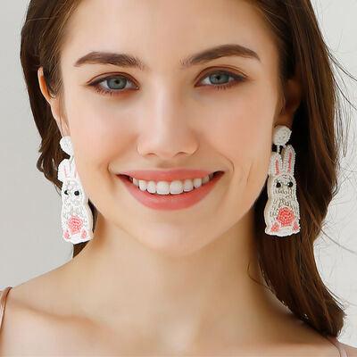 Bead Stainless Steel Rabbit Dangle Earrings - Miami beauty1